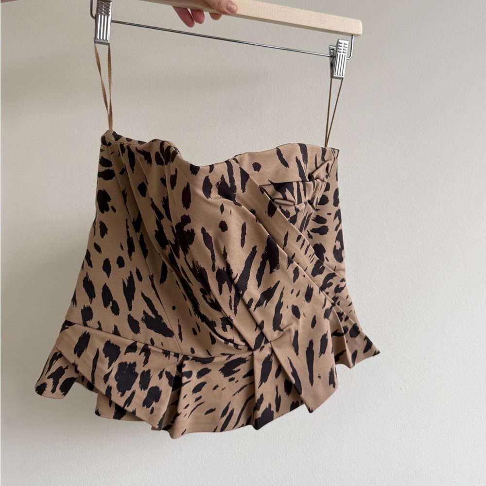 & Other Stories Animal Print Strapless Top